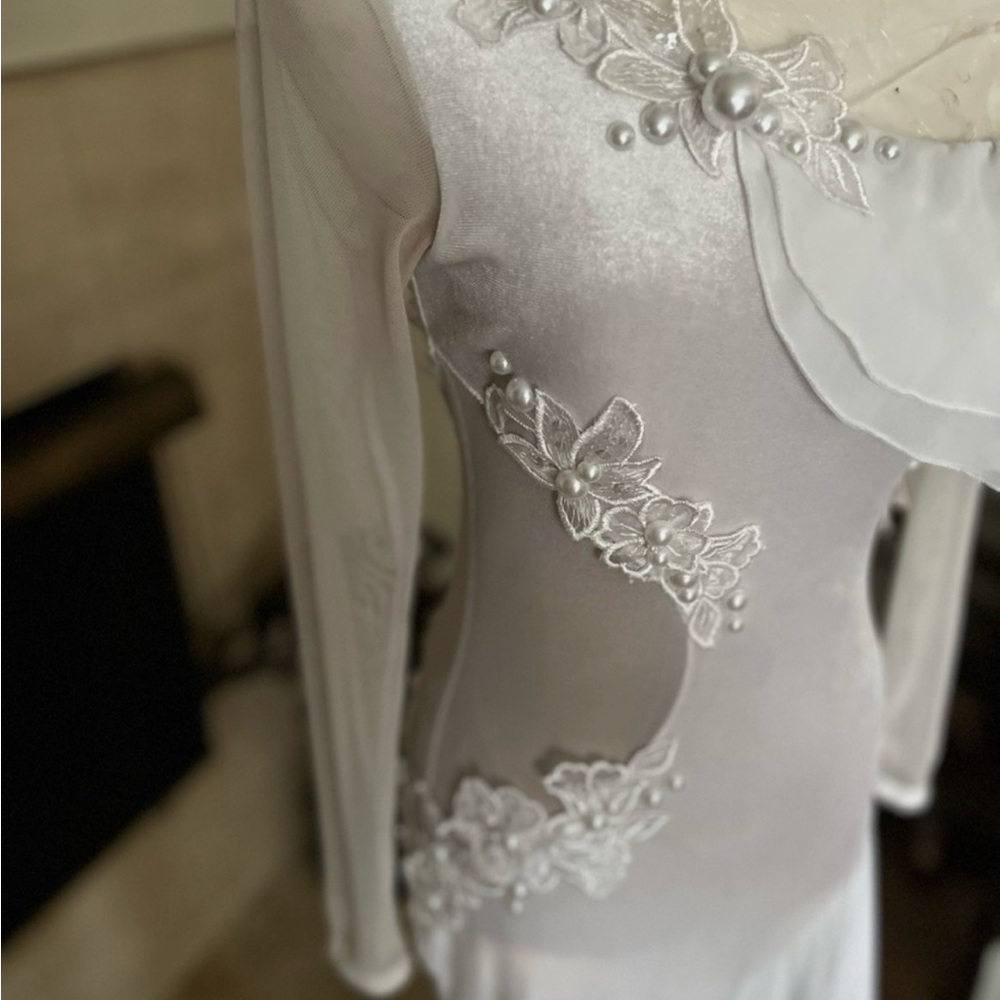 Smooth Ballroom Competition Practice Dance Dress White Size S/M - Picture 11 of 14